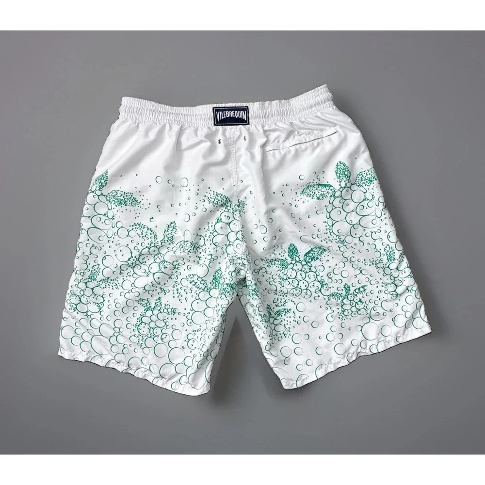 Vilebrequin Men's Swim Trunks 3XL White Green Sea Turtle Luxury Bulgaria 0686